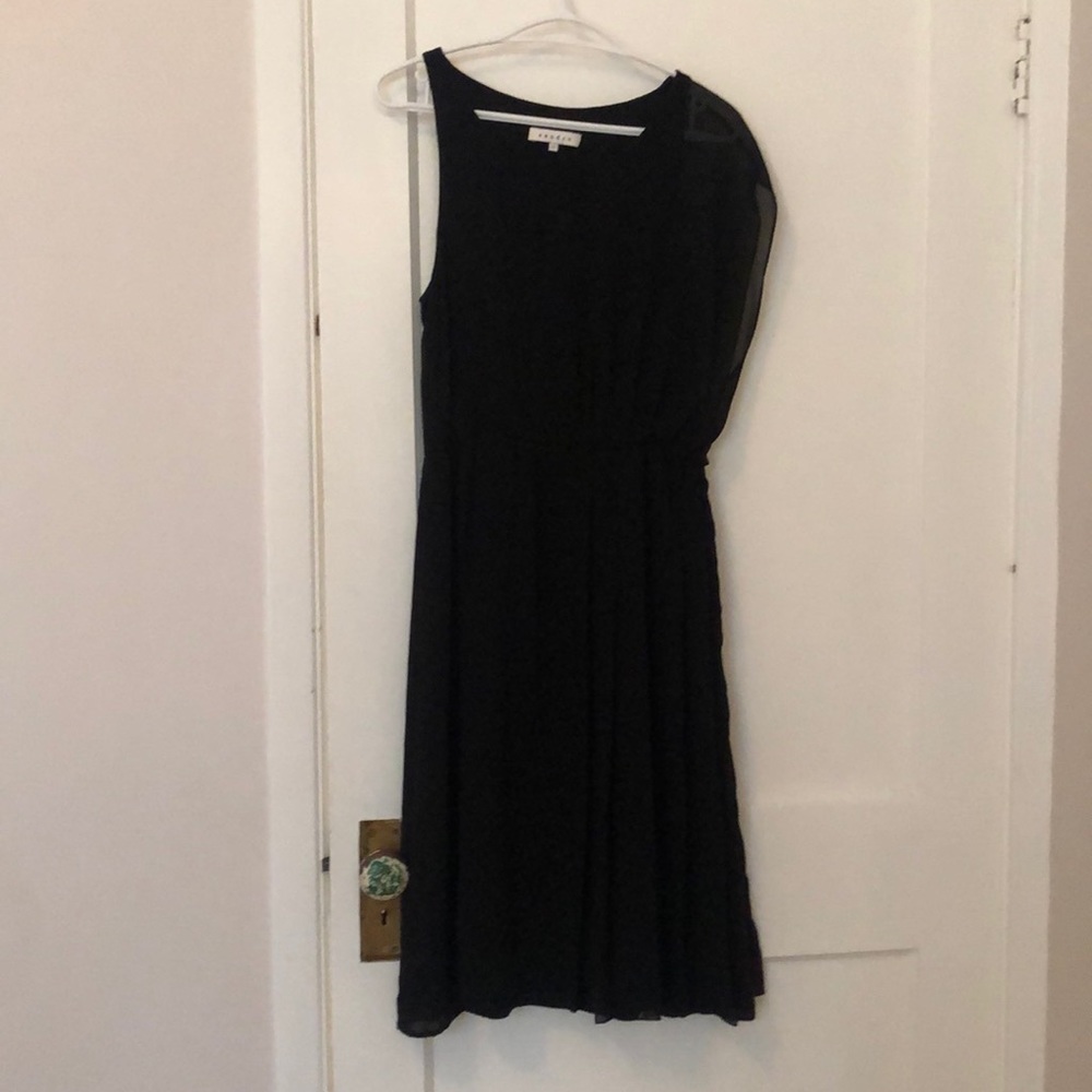 Sandro size 3 Black Cocktail dress with asymmetric top and gathered pleating